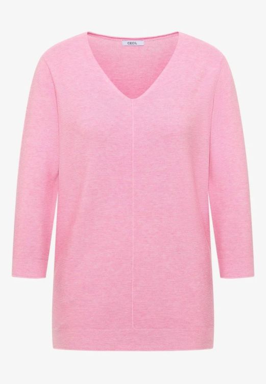 Cecil NOS Structured V-neck (03.303711/flamingo rose) - WeekendMode