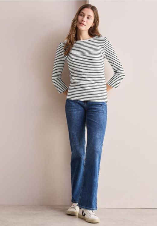 Cecil NOS Two-tone striped boatneck (02.319900/vanilla white) - WeekendMode