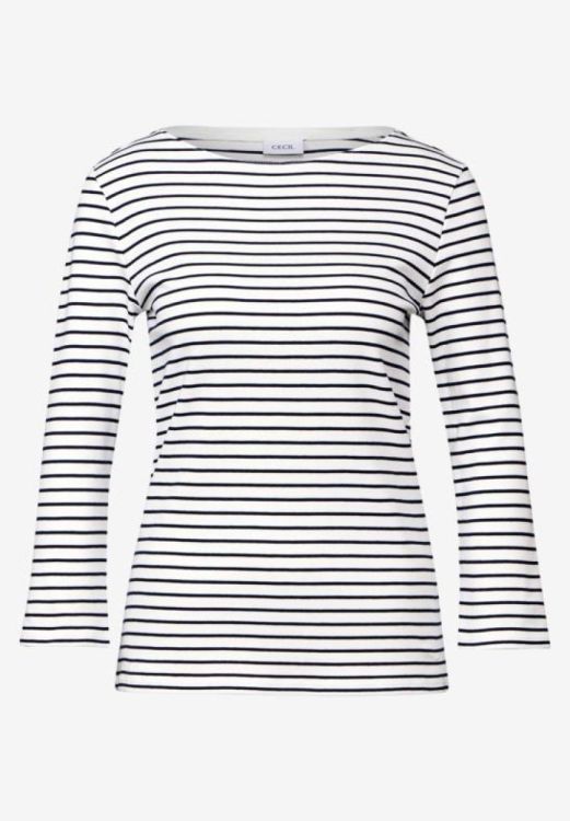 Cecil NOS Two-tone striped boatneck (02.319900/vanilla white) - WeekendMode