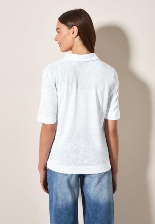 Cecil Polo with collar Linen (05.322687/white) - WeekendMode