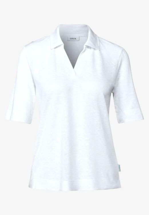 Cecil Polo with collar Linen (05.322687/white) - WeekendMode