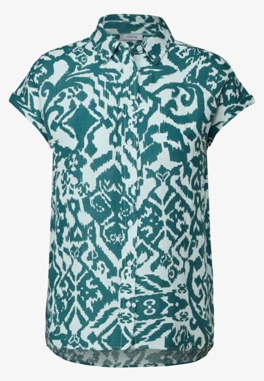 Cecil Print Blouse Linen (05.345375/green lagoon) - WeekendMode