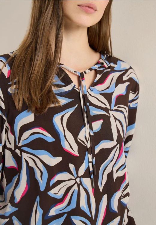 Cecil Printblouse with strings (03.346421/macchiato brown) - WeekendMode