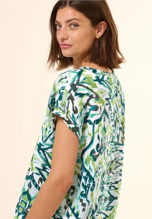 Cecil Printed Knot Blouse Linen (05.345370/green lagoon) - WeekendMode