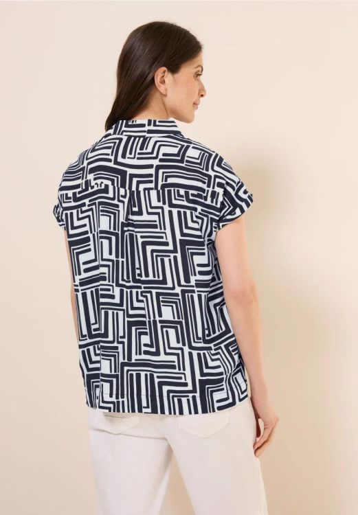 Cecil Printed Shirt Collar Blouse (04.345654/universal blue) - WeekendMode