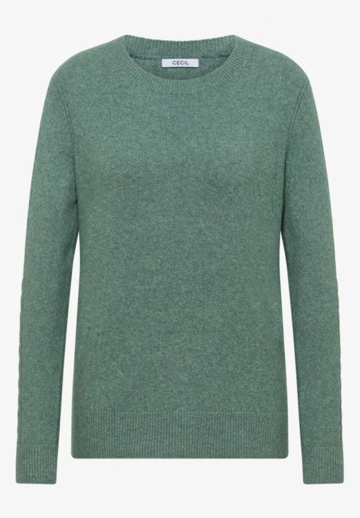 Cecil Round neck cable Detail (09.303453/jewel green melange) - WeekendMode