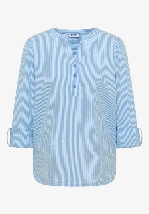 Cecil Seersucker Stripe Blouse (02.346354/cloud blue) - WeekendMode