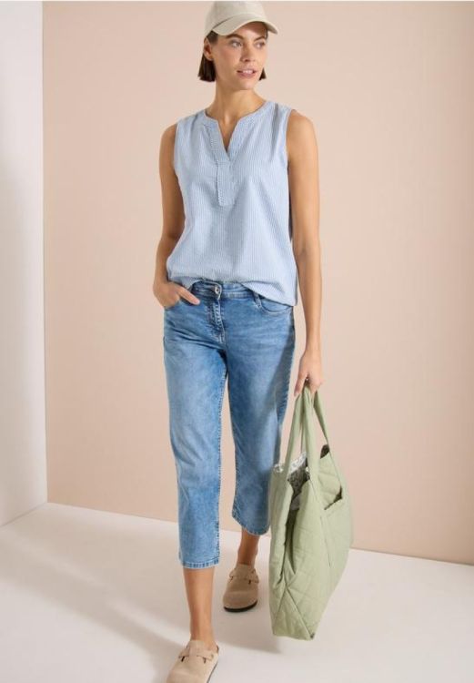 Cecil Seersucker stripe top (05.346631/blouse blue) - WeekendMode