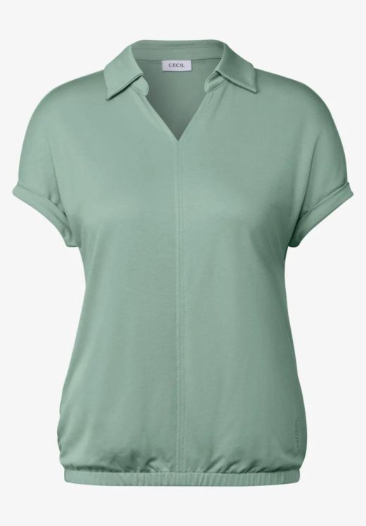 Cecil Soft Modal Poloshirt (04.323118/matcha green) - WeekendMode