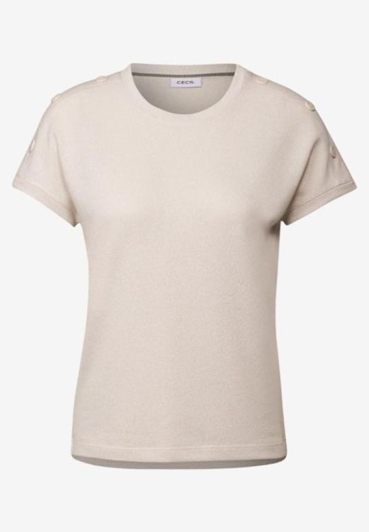 Cecil Solid Crepe Button T-Shirt NOS (04.323121/light beige) - WeekendMode