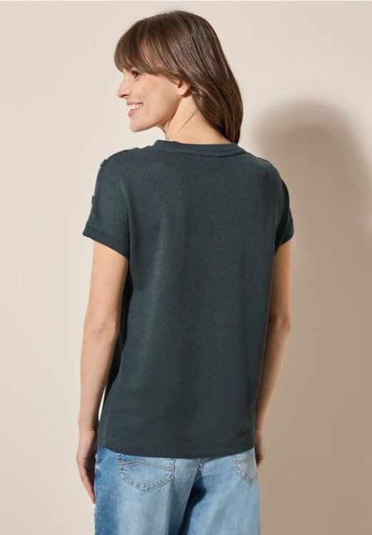Cecil Solid Crepe Button T-Shirt NOS (04.323121/slate khaki) - WeekendMode