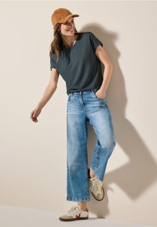 Cecil Solid Crepe Button T-Shirt NOS (04.323121/slate khaki) - WeekendMode