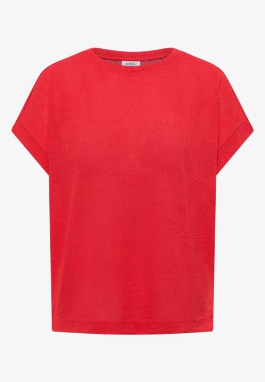 Cecil Solid Light Knit T-shirt (04.324464/fresh red) - WeekendMode