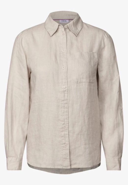 Cecil Solid Shirt Blouse Linen (05.345377/pumice beige) - WeekendMode