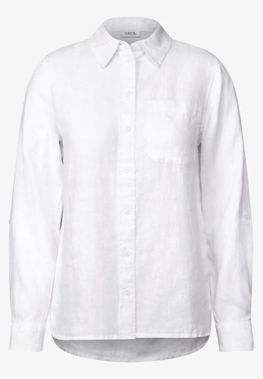 Cecil Solid Shirt Blouse Linen (05.345377/white) - WeekendMode