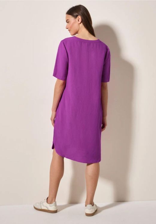 Cecil Solid Split Neck Dress Linen (05.144333/magenta lacquer) - WeekendMode