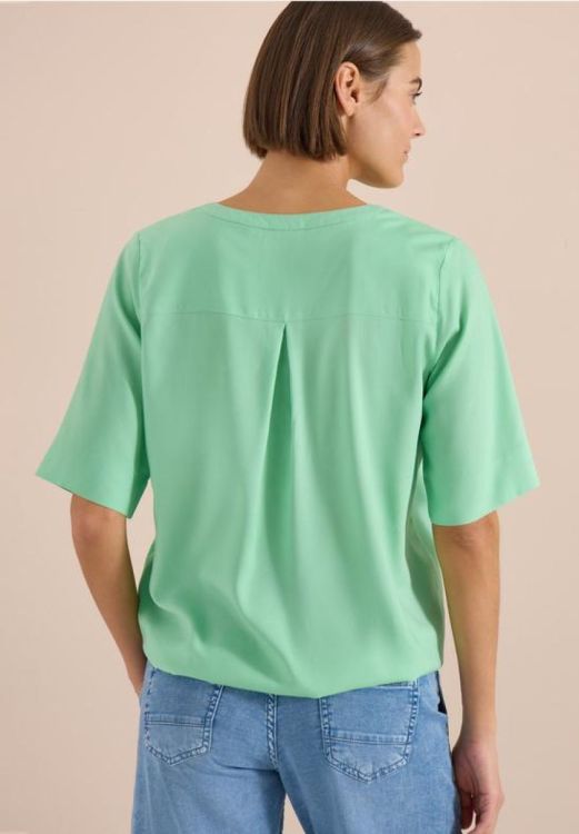 Cecil Solid splitneck blouse (05.346667/juicy lime) - WeekendMode