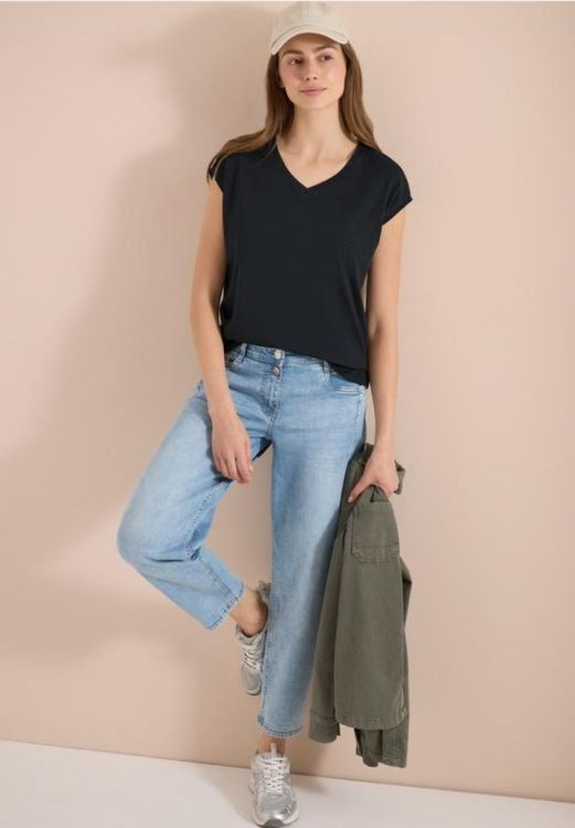 Cecil Solid V-neck shape shirt (06.324985/17672 palm breeze green) - WeekendMode