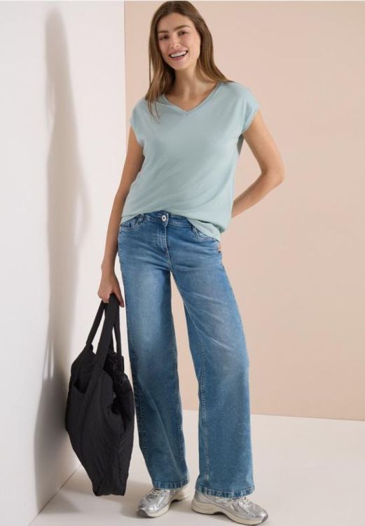 Cecil Solid V-neck shape shirt (06.324985/17724 crystal mint) - WeekendMode