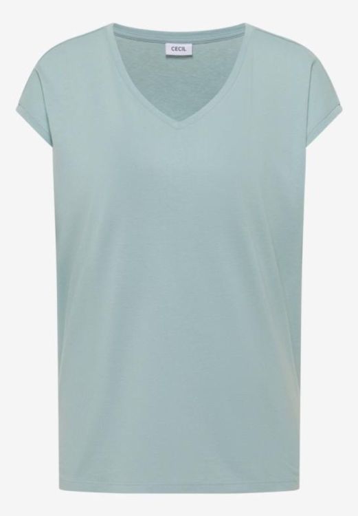 Cecil Solid V-neck shape shirt (06.324985/17724 crystal mint) - WeekendMode