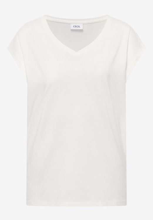 Cecil Solid V-neck shape shirt (06.324985/13474 vanilla white) - WeekendMode