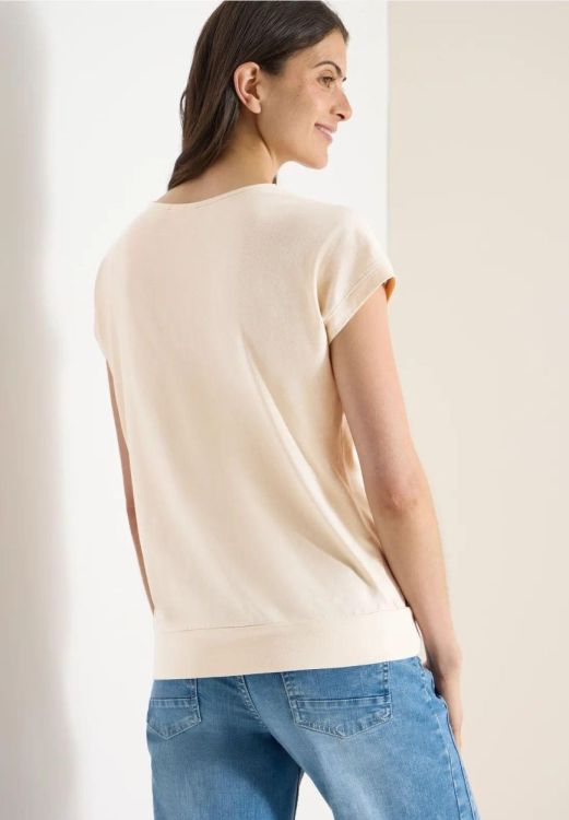 Cecil Solid V-neck shirt (04.325027/pearl beige) - WeekendMode