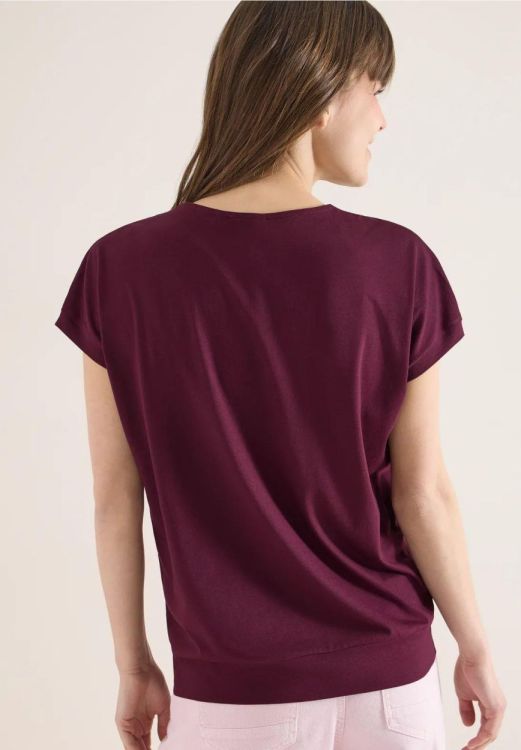 Cecil Solid V-neck shirt (04.325027/sweet grape red) - WeekendMode
