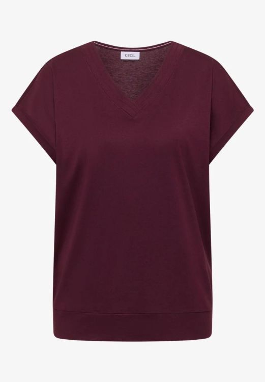 Cecil Solid V-neck shirt (04.325027/sweet grape red) - WeekendMode