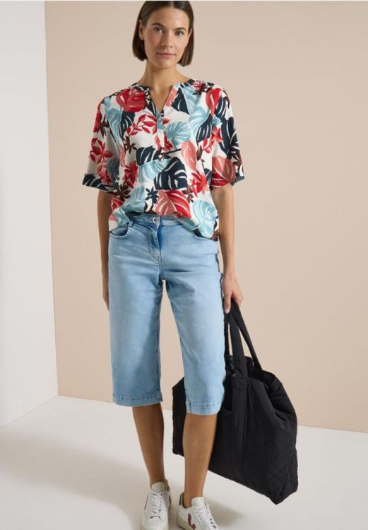 Cecil Split neck blouse AOP (06.346707/32259 light alabaster white) - WeekendMode