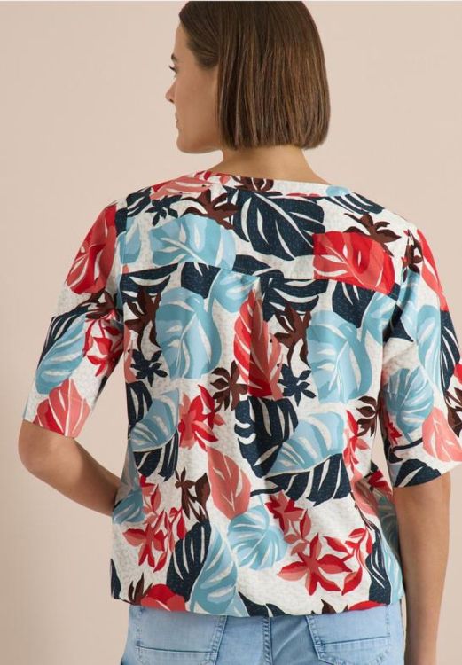 Cecil Split neck blouse AOP (06.346707/32259 light alabaster white) - WeekendMode