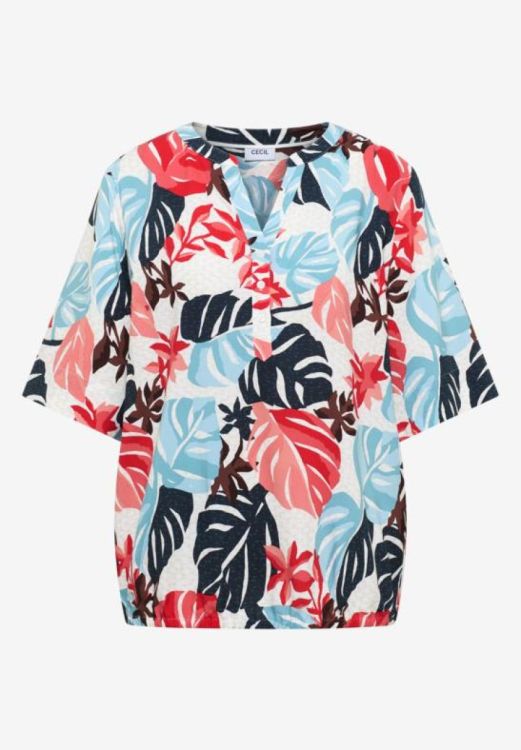 Cecil Split neck blouse AOP (06.346707/32259 light alabaster white) - WeekendMode
