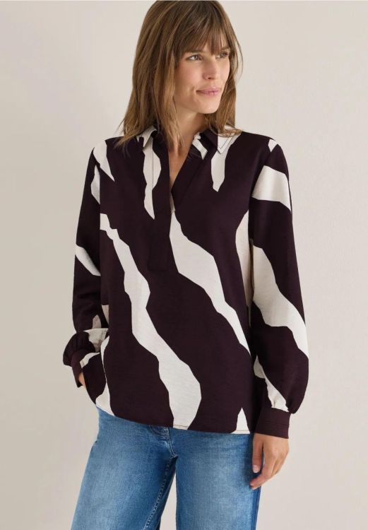 Cecil Splitneck Printblouse (10.346103/eggplant red) - WeekendMode