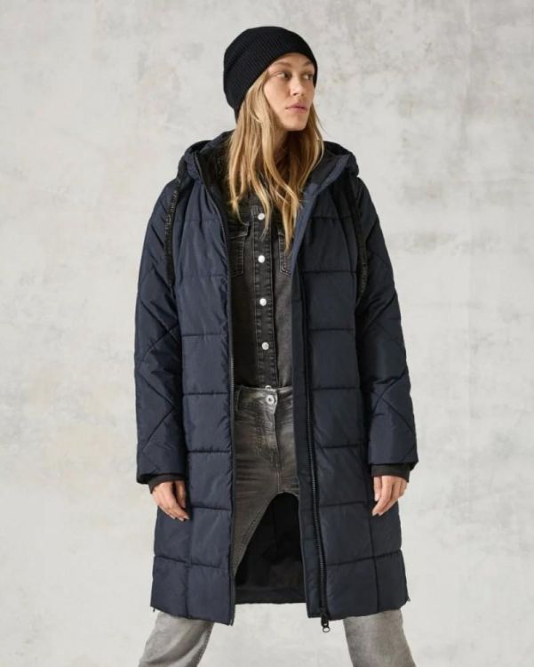 Cecil Square Quilted Coat (10.101040/dark navy blue) - WeekendMode