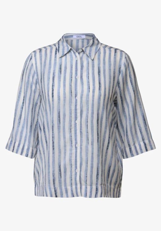 Cecil Stripe Short Style Blouse (06.345824/urban navy blue) - WeekendMode