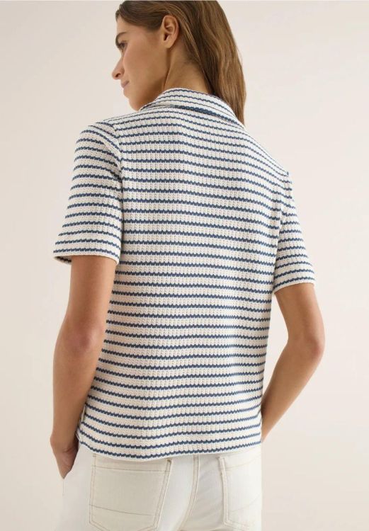 Cecil Striped Ajour Poloshirt (02.324656/sporty denim blue) - WeekendMode