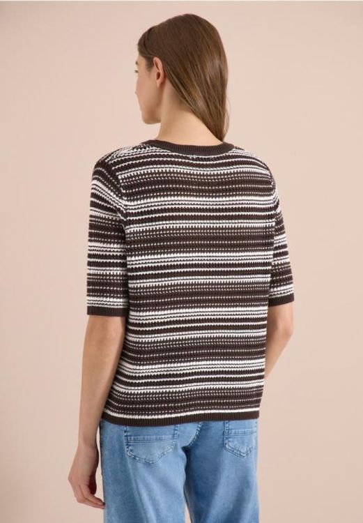 Cecil Striped crochet shirt (06.303838/27673 brown cacao) - WeekendMode