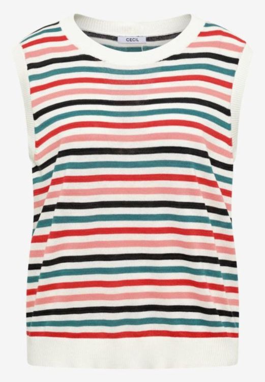 Cecil Striped knit top (06.303877/32748 raw sand beige) - WeekendMode