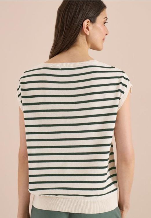 Cecil Striped linen look shirt (05.303865/palm breeze green) - WeekendMode