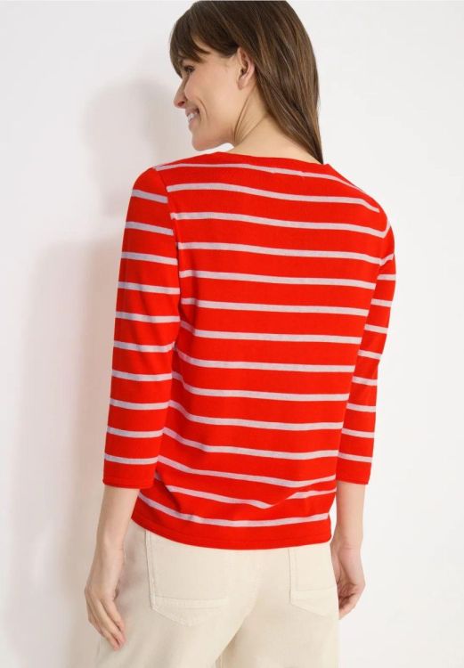 Cecil Striped Roundneck Sweater (02.303640/cherry tomato orange) - WeekendMode