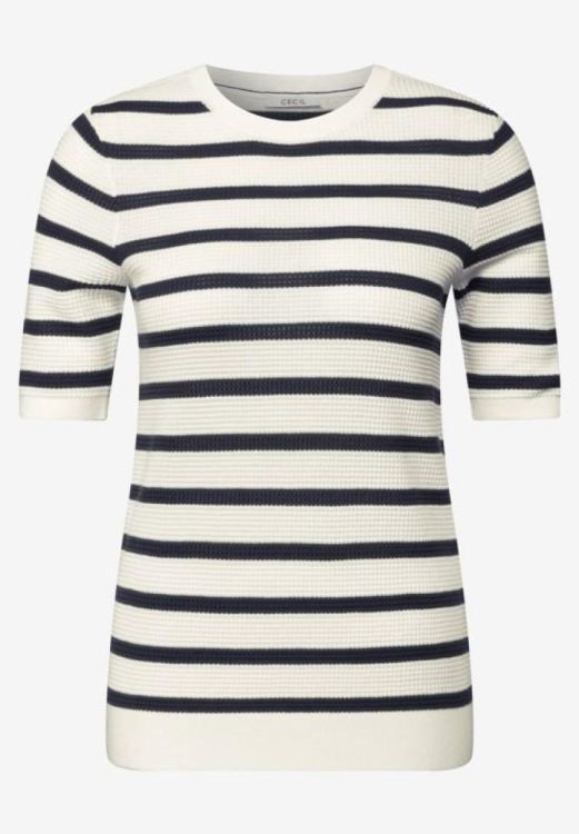 Cecil Structure Stripe Roundneck NOS (04.303240/universal blue) - WeekendMode