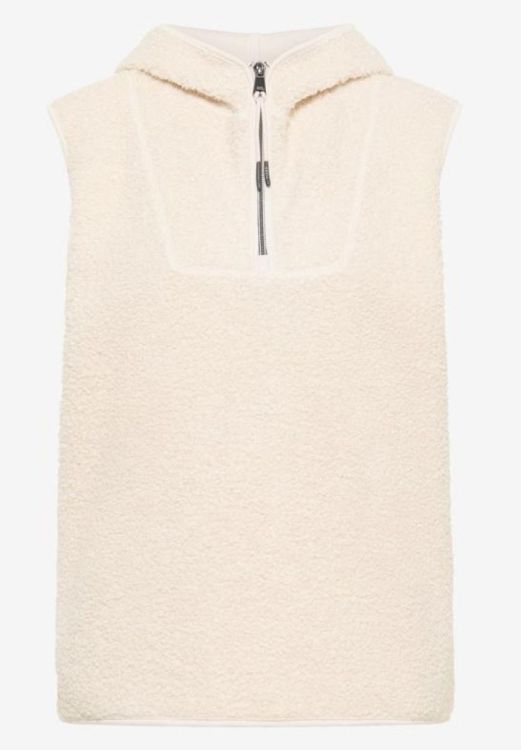 Cecil Teddy Troyer Vest with Hood NOS (12.220303/teddy vanilla white) - WeekendMode