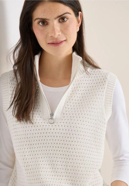 Cecil Troyer crochet vest (03.303815/raw sand beige) - WeekendMode