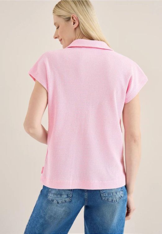 Cecil Two tone structure polo shirt (03.324818/light blush rose) - WeekendMode