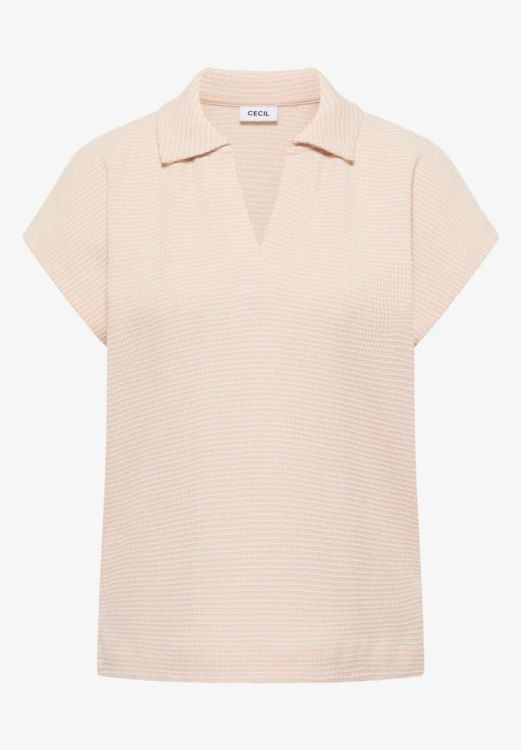 Cecil Two tone structure polo shirt (03.324818/light blush rose) - WeekendMode