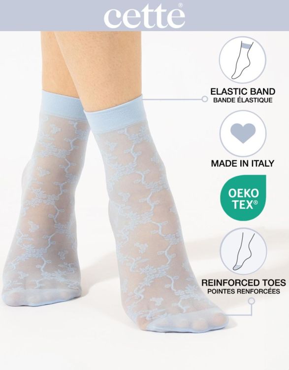 Cette MIMOSA Floral Pop Socks 20 DEN (203/170 Light Blue) - WeekendMode