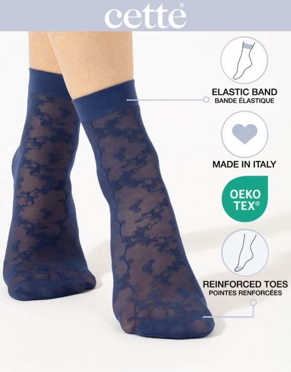 Cette MIMOSA Floral Pop Socks 20 DEN (203/345 Navy) - WeekendMode