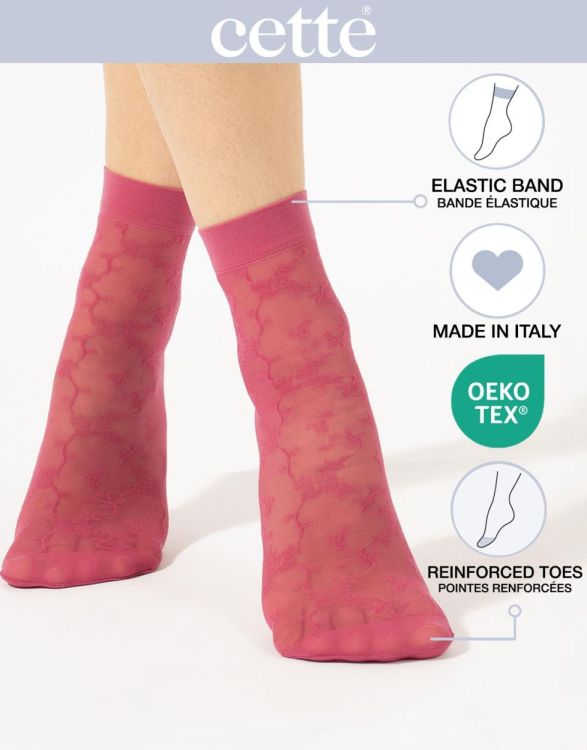 Cette MIMOSA Floral Pop Socks 20 DEN (203/250 Cherry) - WeekendMode