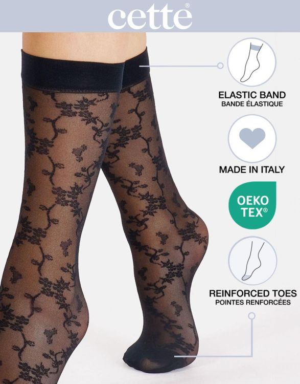 Cette MIMOSA Floral Pop Socks 20 DEN (203/902 Black) - WeekendMode