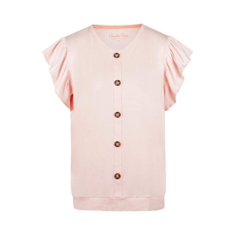 Charlie Choe Women boxy t-shirt (front detail) + shorts (N59127-38+N59136-38/Light peach) - WeekendMode