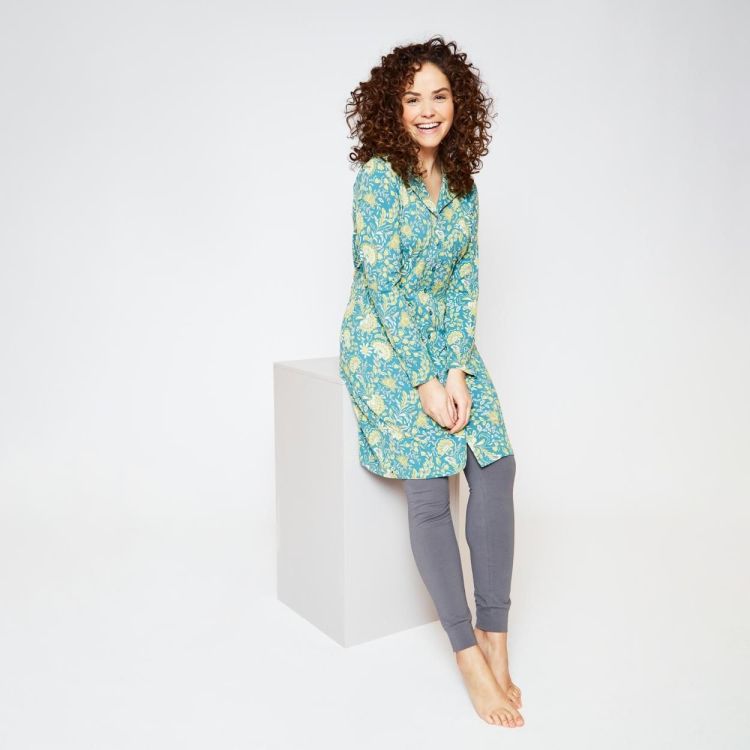 Charlie Choe Women sleepshirt + collar (Q53153-38/Aqua blue) - WeekendMode